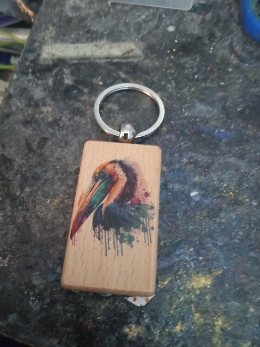 Handmade Wooden Pelican Keychain
